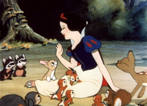 Snow White, doin her thang in the enchanted forest :) Disney co.